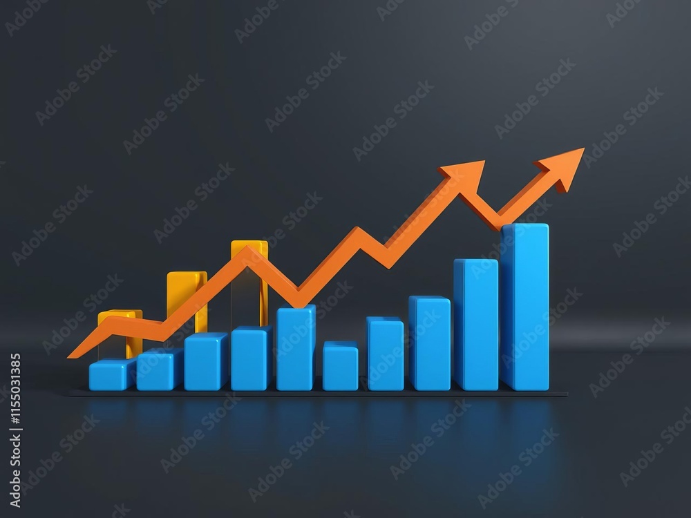 market chart growth bars 3d illustration on white background with shadows, success, growth market chart growth bars 3d illustration on white background with shadows, success, growth