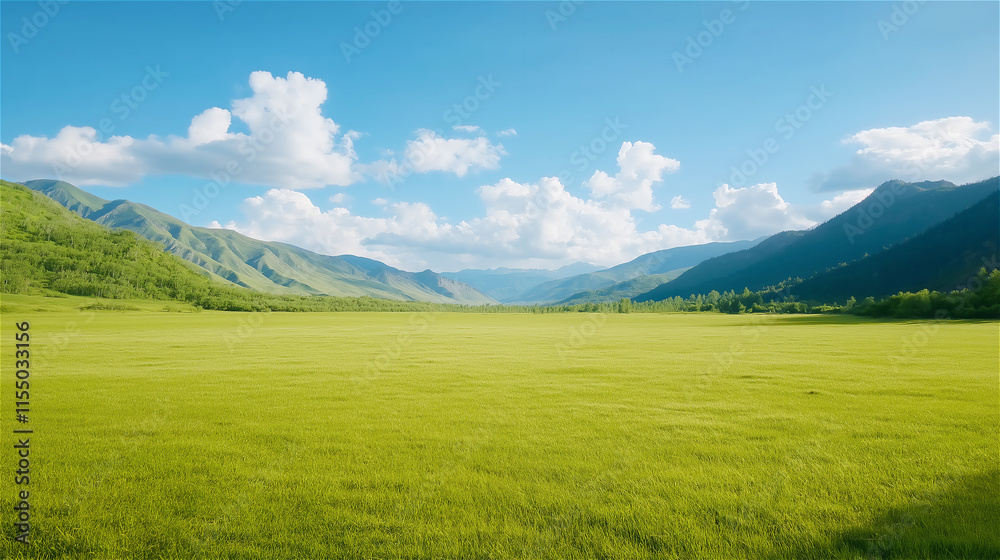 A vast open green field with rolling hills under a clear blue sky. The peaceful landscape evokes feelings of freedom, nature, and outdoor exploration. A vast open green field with rolling hills under a clear blue sky. The peaceful landscape evokes feelings of freedom, nature, and outdoor exploration.