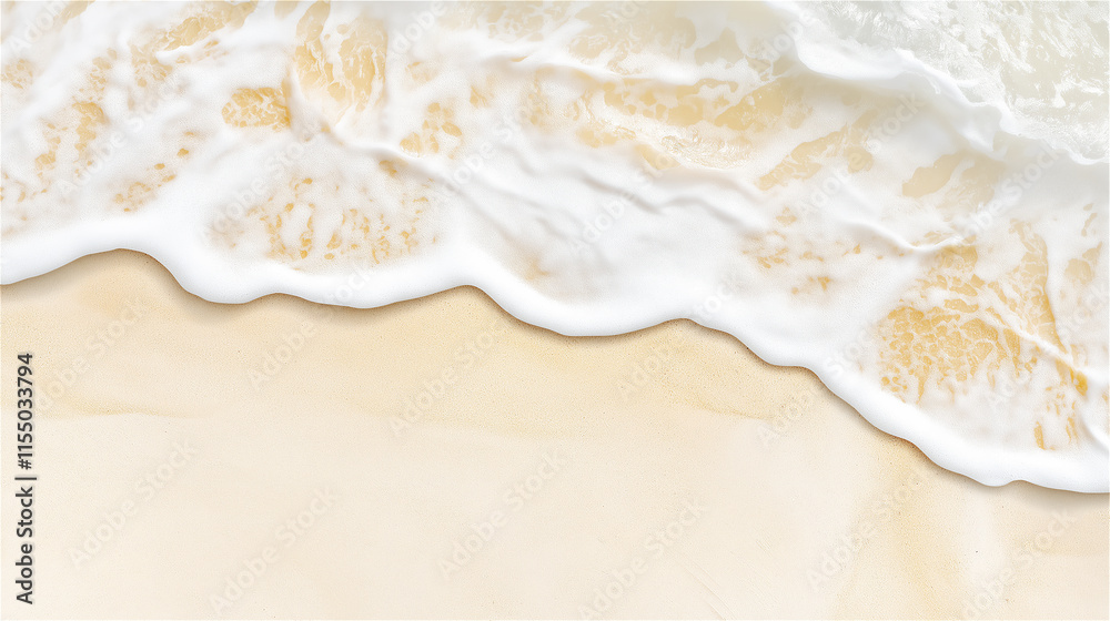 Golden sandy shoreline with soft white waves rolling gently onto the beach, under a bright sky, creating a soothing and tranquil beachscape. Golden sandy shoreline with soft white waves rolling gently onto the beach, under a bright sky, creating a soothing and tranquil beachscape.