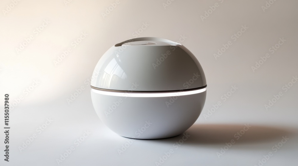 A compact humidifier with a sleek white finish and LED lighting, placed on a white backdrop, ideal for wellness product promotions.
