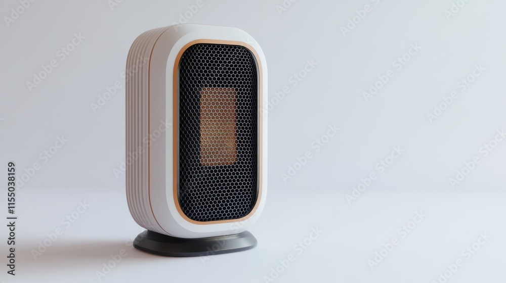A compact portable heater with a stylish finish, displayed on a white background, offering space for winter appliance advertising or branding. A compact portable heater with a stylish finish, displayed on a white background, offering space for winter appliance advertising or branding.