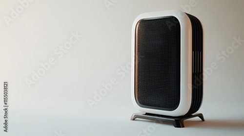 A compact portable heater with a stylish finish, displayed on a white background, offering space for winter appliance advertising or branding. photo