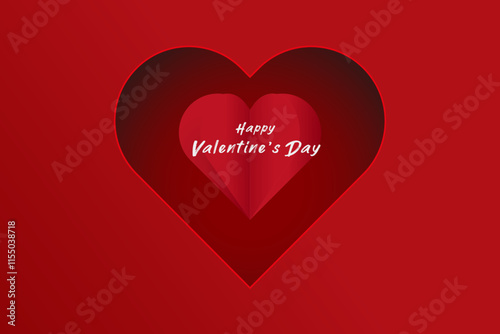 A clean, modern graphic of a large red heart on a matching red gradient background with the phrase Happy Valentines Day elegantly placed in the lower right.