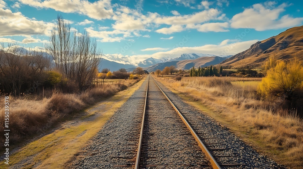 Train Tracks Leading to Mountains Train Tracks Leading to Mountains