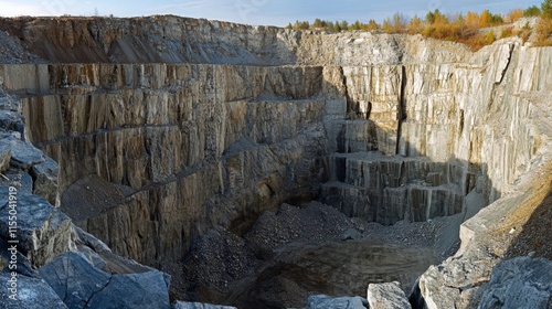 Dramatic Pit Mining Operation Under Harsh Midday Light