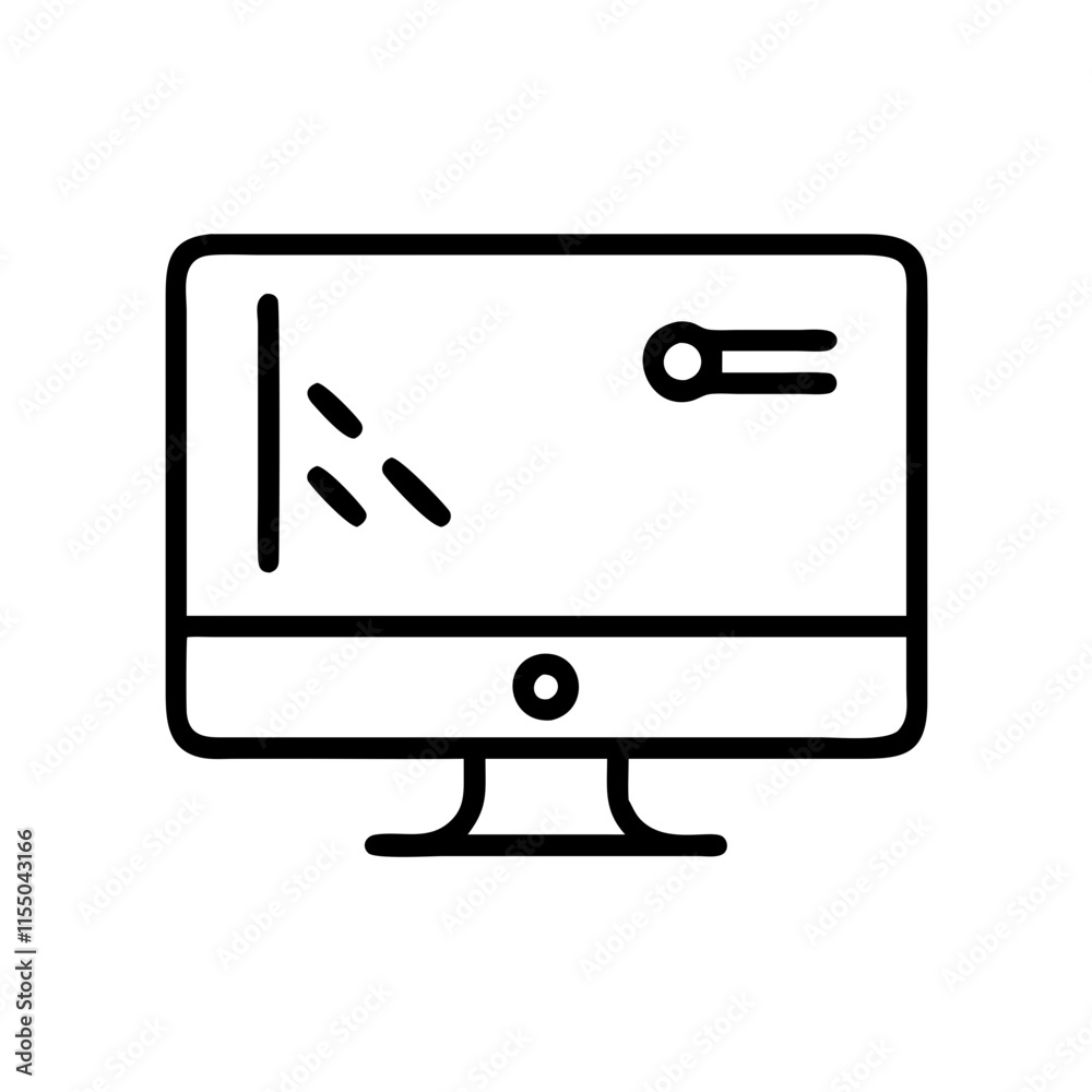Minimalist Computer Monitor Icon for Technology and Office Themes Minimalist Computer Monitor Icon for Technology and Office Themes