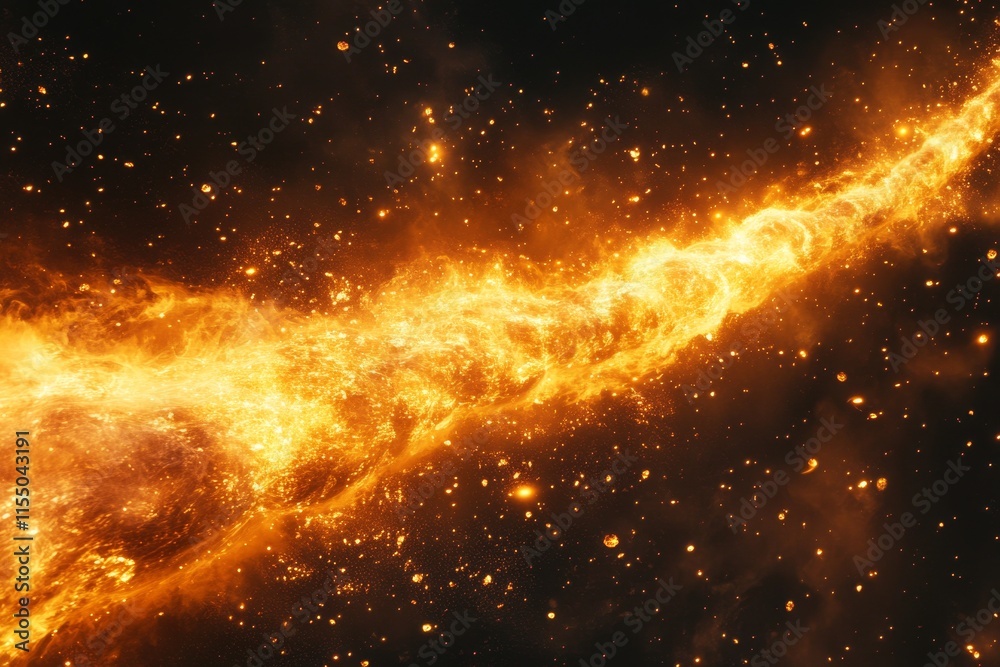 Fiery abstract cosmic nebula with swirling flames and sparks. Fiery abstract cosmic nebula with swirling flames and sparks.