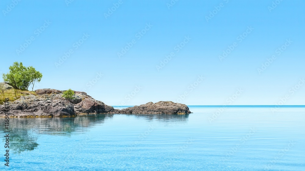 Breathtaking Lakeside Landscape with Tranquil Reflections and Lush Greenery Breathtaking Lakeside Landscape with Tranquil Reflections and Lush Greenery