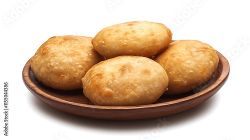 Bowl of fried bread isolated on white background with clipping path