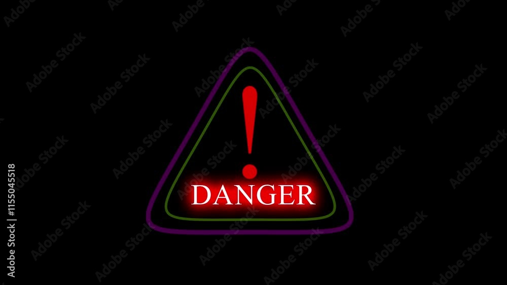 Danger sign error icon, danger triangle animated icon .Warning icon, danger icon 4k animation. Background is Black color & colorful icon Danger sign error icon, danger triangle animated icon .Warning icon, danger icon 4k animation. Background is Black color & colorful icon