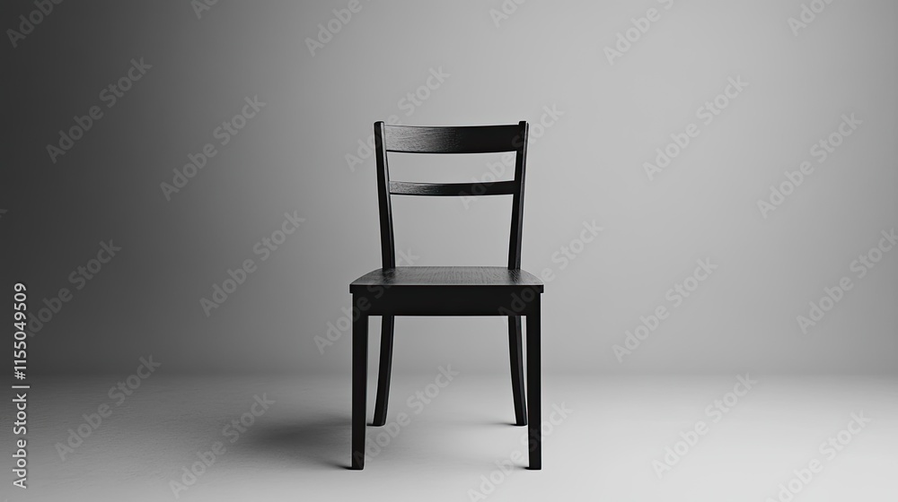 Simple Black Wooden Chair on Minimalist Background with Shadows Simple Black Wooden Chair on Minimalist Background with Shadows