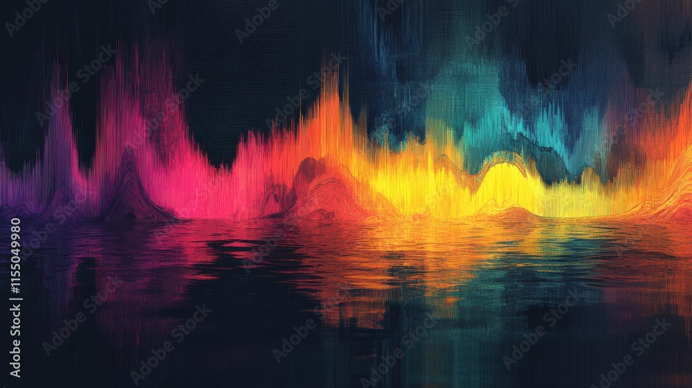 Naklejka premium Abstract Colorful Wave Pattern Reflection in Vibrant Hues