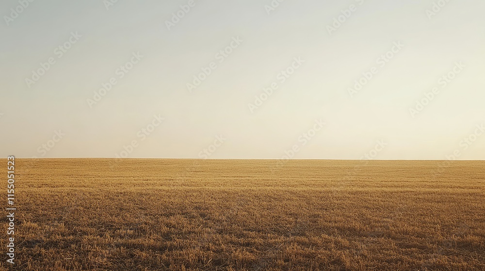 Expansive Golden Wheat Field Under Clear Skies at Dusk Expansive Golden Wheat Field Under Clear Skies at Dusk