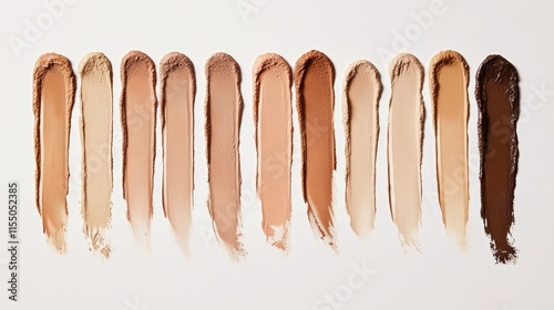 Diverse Shades of Foundation Swatches on a Neutral Background