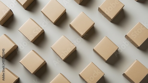 Wallpaper Mural Simple Brown Packaging Boxes in an Organized Pattern on Surface Torontodigital.ca