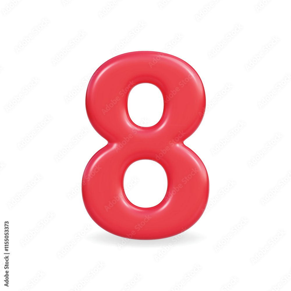 3d vector icon of a bright red numeral eight, modern and playful design 3d vector icon of a bright red numeral eight, modern and playful design
