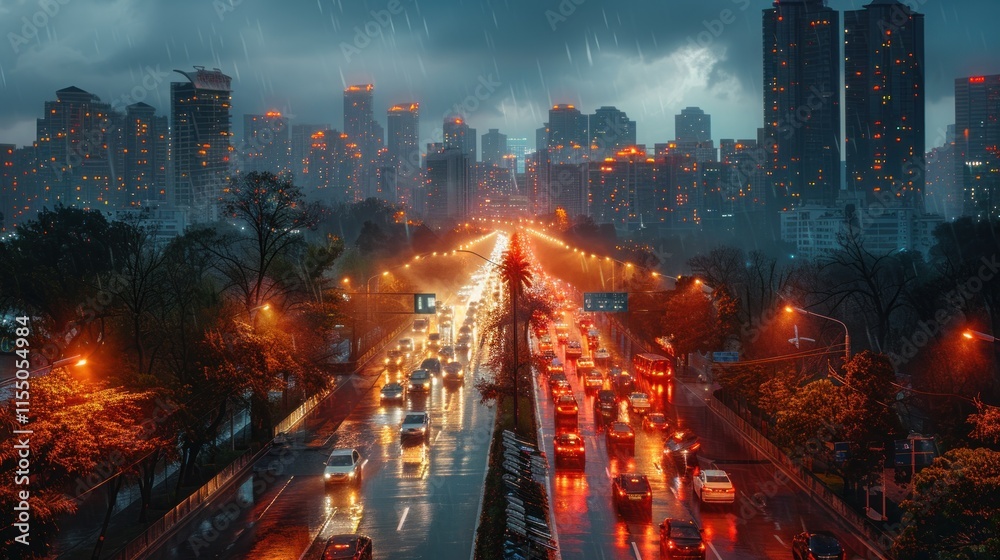 Fototapeta premium Rainy Night in the City