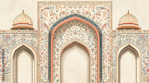 Illustration of a traditional Mughal architectural arch gate