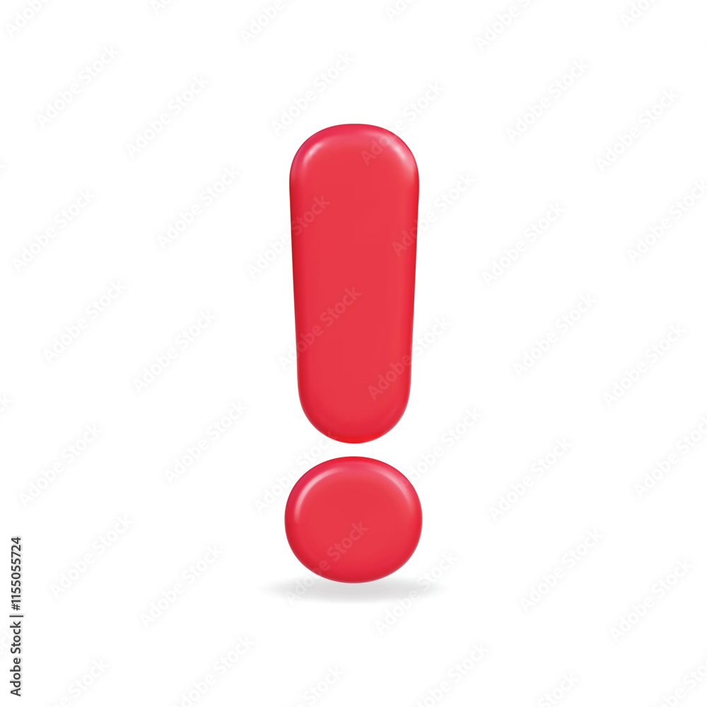3d vector icon of a red exclamation mark, symbolizing alertness and attention 3d vector icon of a red exclamation mark, symbolizing alertness and attention