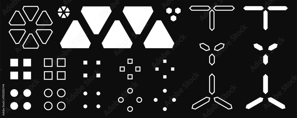 Cyberpunk HUD Vector Elements for Dystopian Design.