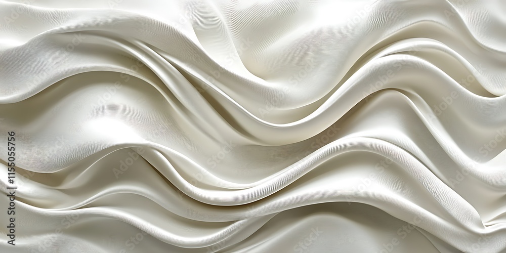 Obraz premium Abstract wavy white silk fabric texture background.