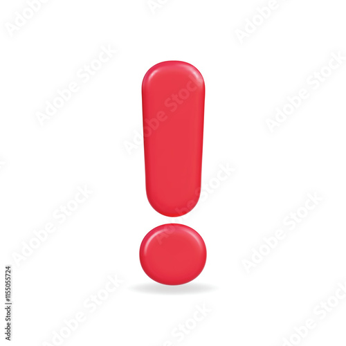 3d vector icon of a red exclamation mark, symbolizing alertness and attention