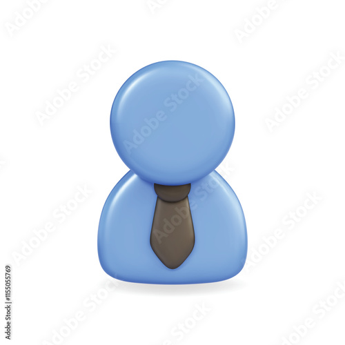 3d vector icon of a blue faceless figure in a tie, representing a professional