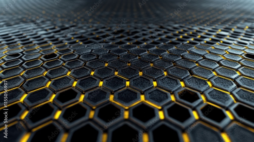 Fototapeta premium Textured Black and Gold Honeycomb Pattern Background Design