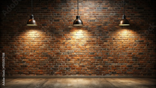 Dark room with brick walls and lamps, creating a moody atmosphere, moody, atmosphere, dark, room, bricks, walls, lamps, lighting