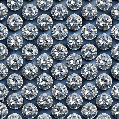 A seamless pattern of sparkling diamonds on a blue background.