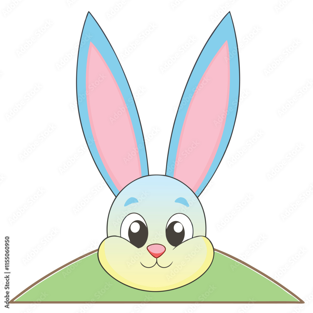 Fototapeta premium Celebrate Easter Day with this delightful collection of graphic elements in vector illustration style. Featuring Easter eggs, bunnies, spring flowers, and festive decorations