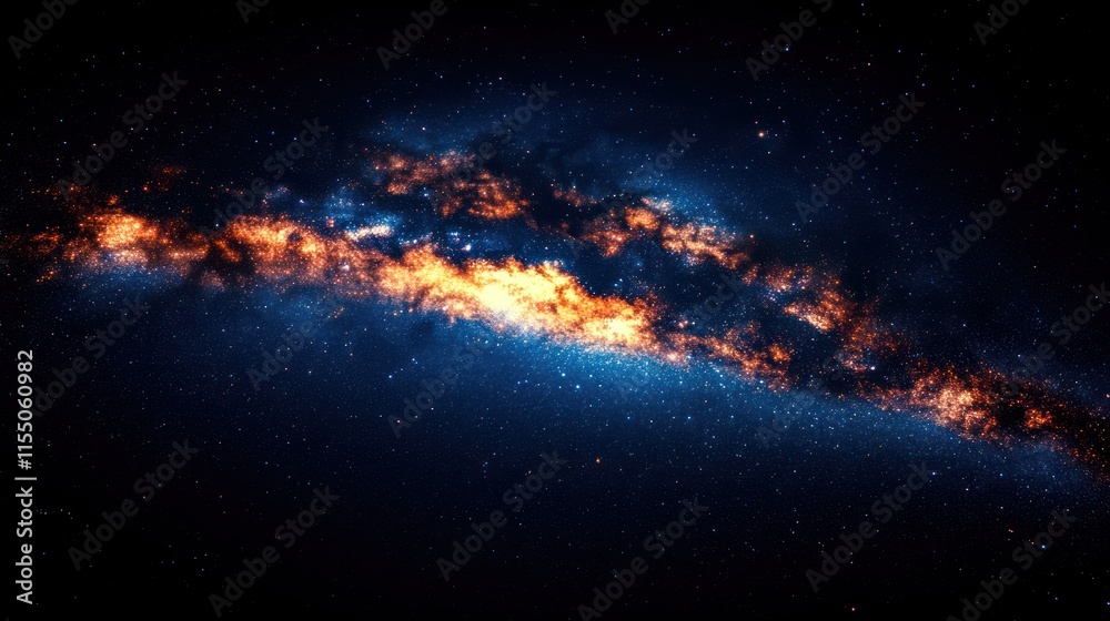 Fototapeta premium Cosmic nebula with orange and blue hues.