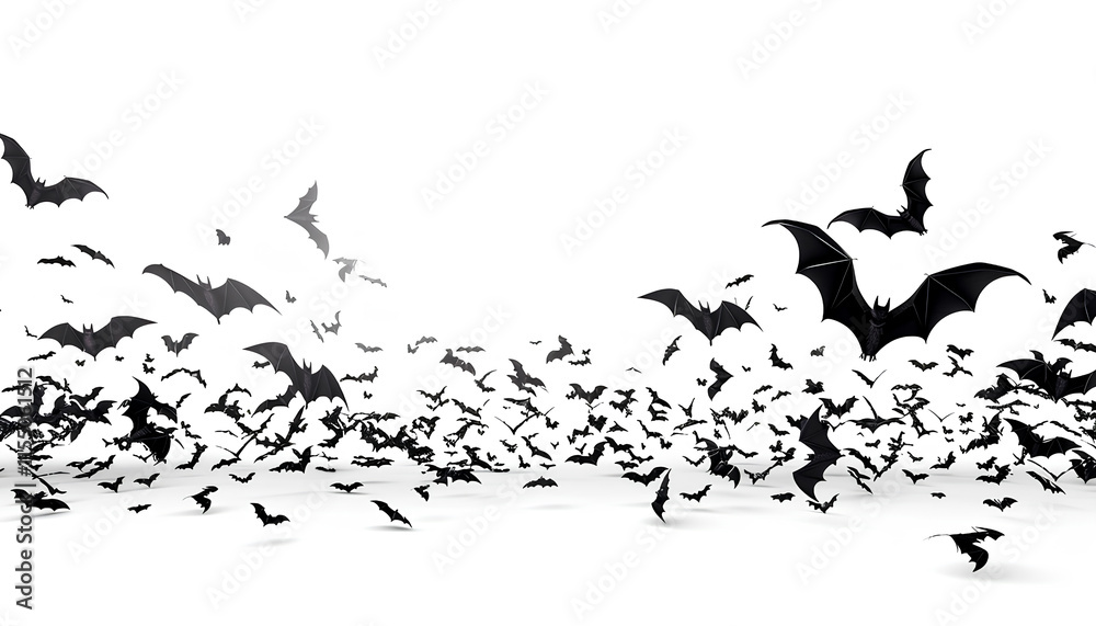 Fototapeta premium Multiple flying bats in motion isolated on white background