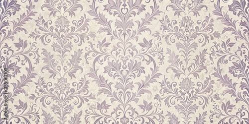 Elegant lavender floral damask pattern on a soft beige background with intricate swirls and subtle texture, ideal for luxury brands and high-end designs , elegant design, luxury branding