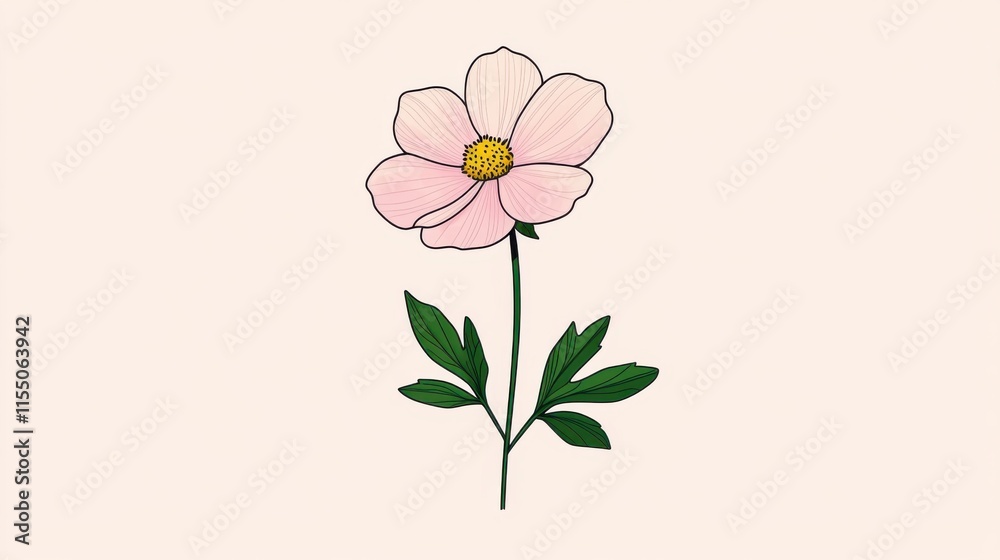 Naklejka premium Delicate Pink Cosmos Flower Blooming in Nature
