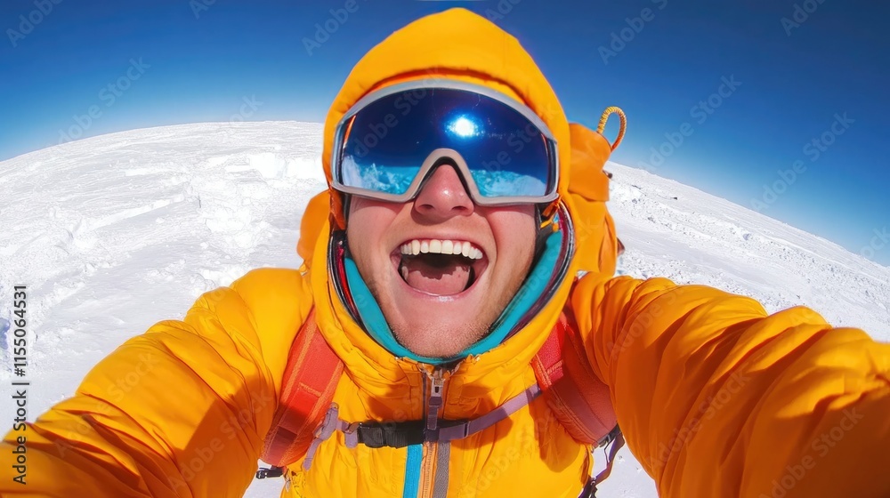 Adventurer Takes a Selfie in Snowy Landscape