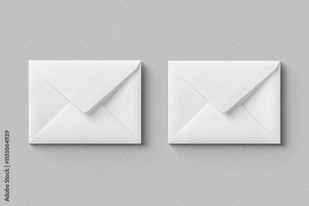 Two blank white envelopes on gray background. (1) Two blank white envelopes on gray background. (1)