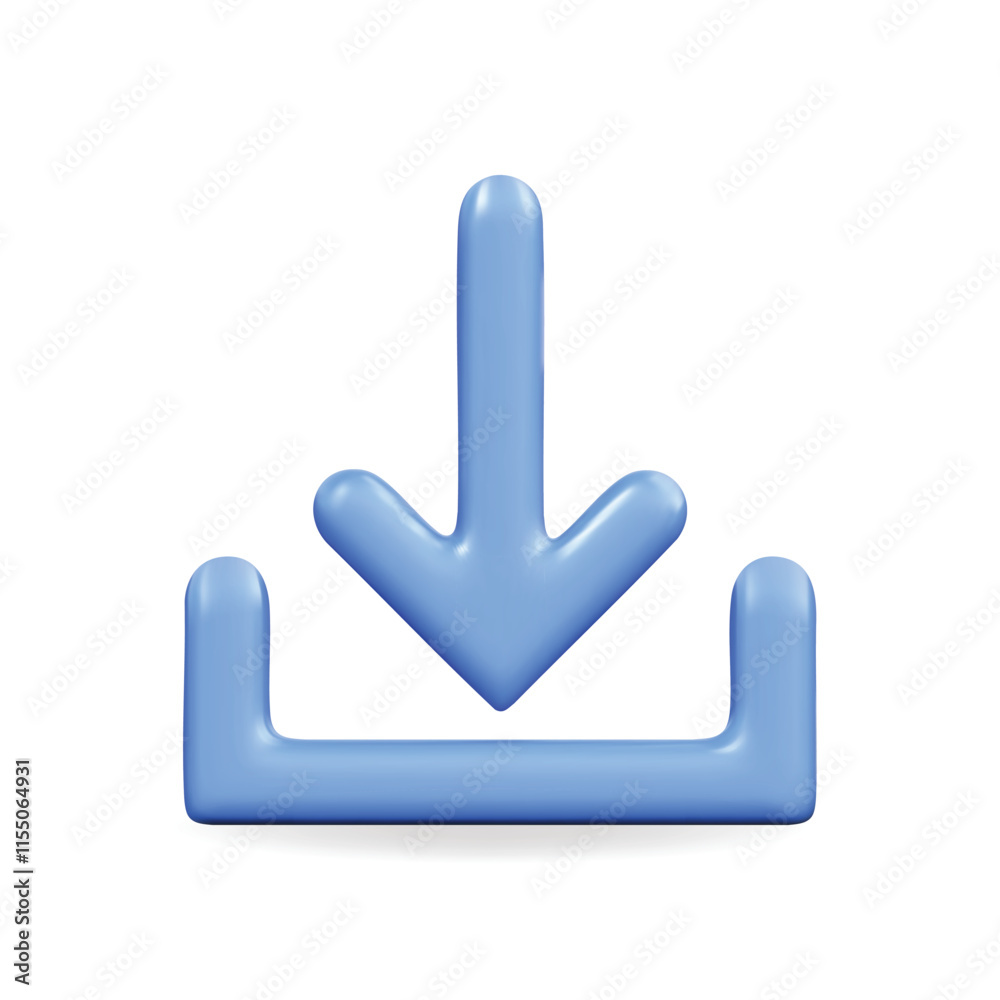 3d vector icon of a blue arrow pointing downwards, suitable for download representation 3d vector icon of a blue arrow pointing downwards, suitable for download representation