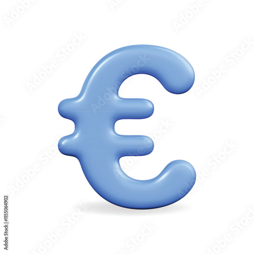 3d vector icon of a blue euro symbol, representing currency and finance