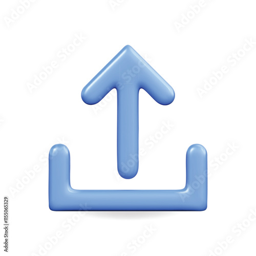 3d vector icon of an upward arrow in blue, symbolizing upload and transfer