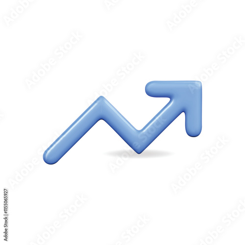 3d vector icon of a blue upward arrow representing growth and success