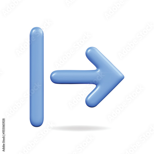 3d vector icon of a blue arrow pointing right, symbolizing direction and guidance