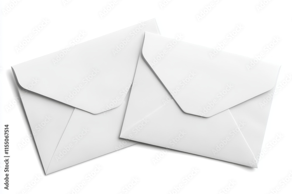 Two blank white envelopes isolated on white background. (2)