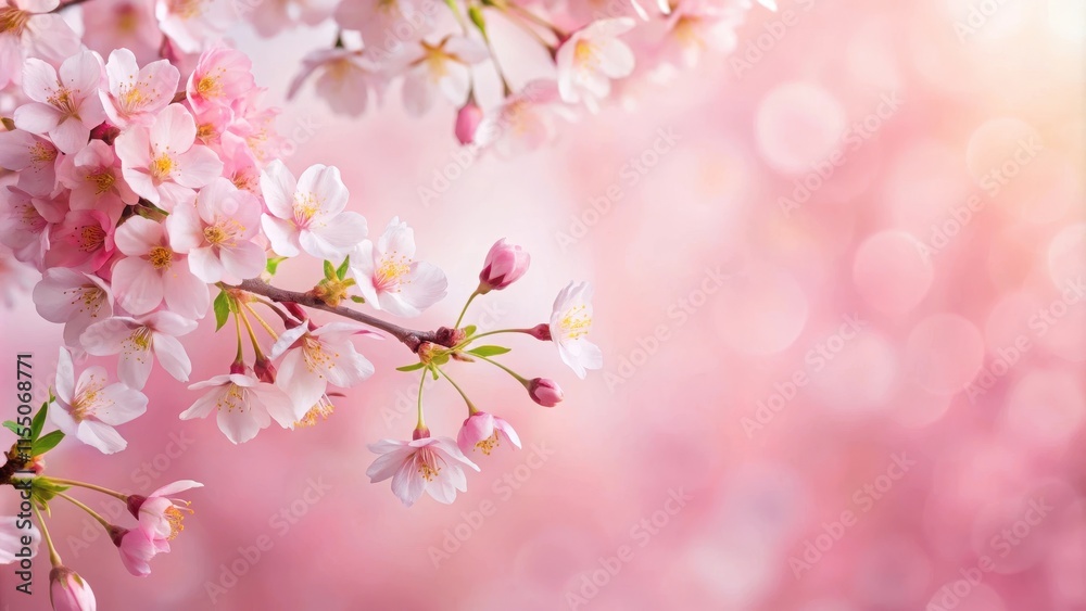 Delicate cherry blossoms unfold on a soft pink paper background, showcasing intricate petals and subtle color gradations, cherry blossoms, floral arrangement Delicate cherry blossoms unfold on a soft pink paper background, showcasing intricate petals and subtle color gradations, cherry blossoms, floral arrangement