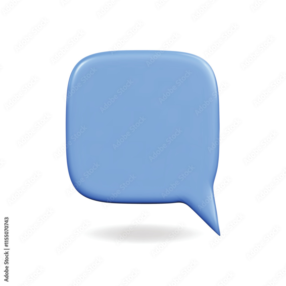 3d vector icon of a blue speech bubble, representing communication and conversation 3d vector icon of a blue speech bubble, representing communication and conversation