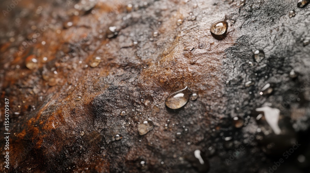 Close-up View of Textured Rock Surface with Water Droplets Close-up View of Textured Rock Surface with Water Droplets