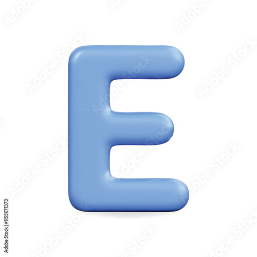 3D vector icon of a blue letter E, smooth and playful in design