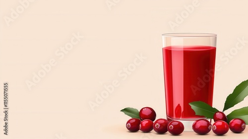 Wallpaper Mural Vibrant Red Cranberry Juice or Smoothie Drink in Glass on Beige Background with Copy Space Torontodigital.ca