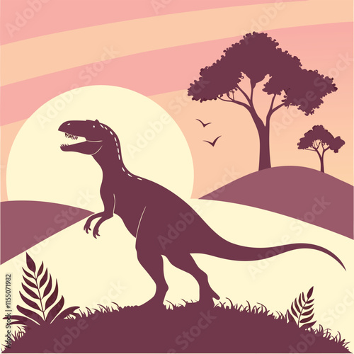 dinosaur silhouette vector illustration background