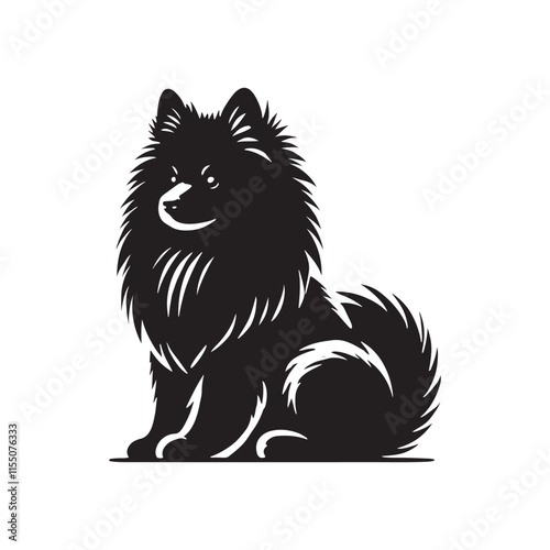 American Eskimo Dog Silhouette - Dog Vector - Minimalist Dog Illustration.